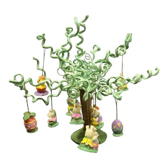 Mini Miniature Easter Tree Spring Eggs Decor Decoration Rabbit Bunny Easter VTG - Picture 4 of 13